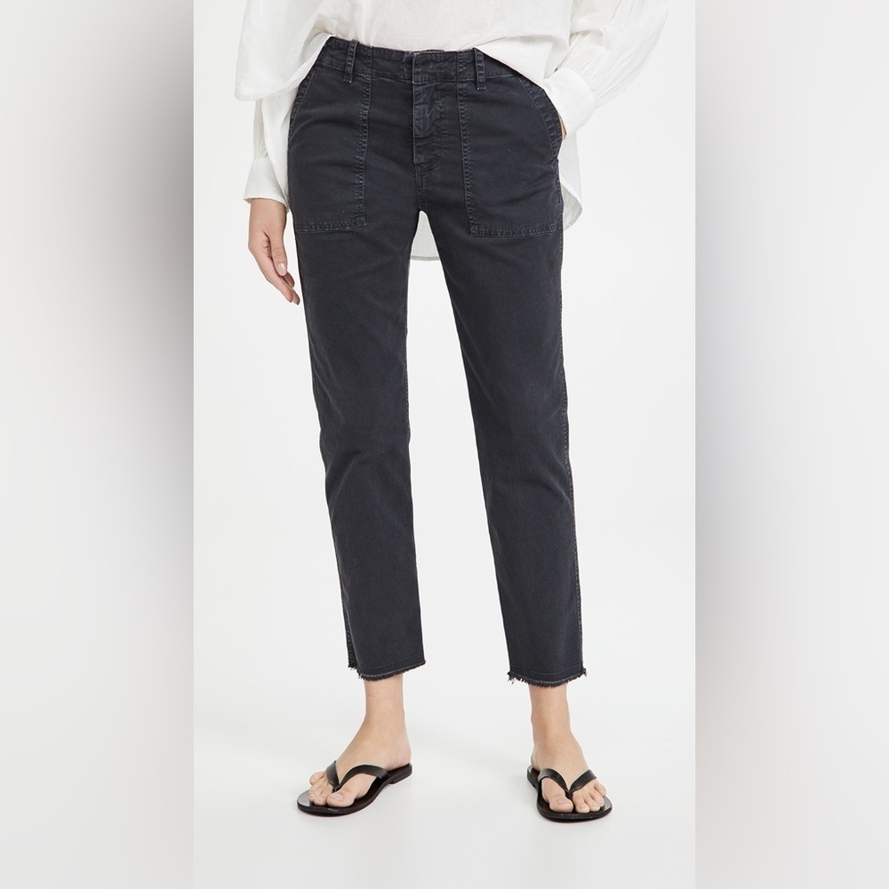 Nili Lotan Stretch Cotton Carbon Gray Military Raw Fray Hem Jenna Pants Size 0
